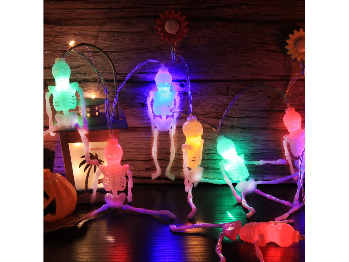 Luzes de Corda Impermeáveis Ao Ar Livre para Natal e Halloween-2.5M 20 Luzes Corda de Luz de Estrutura de Caveira Cor AURUM