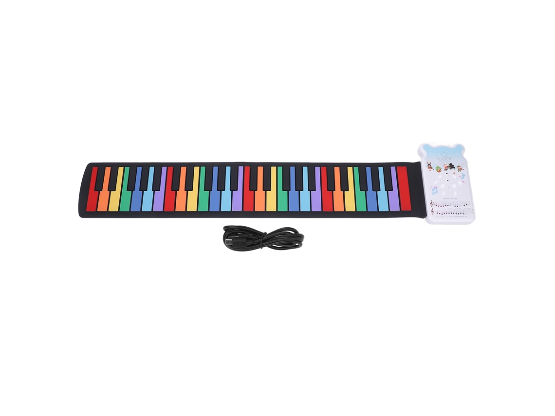 Piano Mali Roll up 49 Teclas com Alto falante USB Recarregável Silicone Portátil Colorido