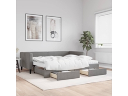 Vidaxl Sofá-cama C/ Gavetão E Gavetas 90x190 Cm Tecido Cinzento-escuro