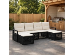 Vidaxl Conjunto De Sofá De Jardim 6 Unid. Preto Vime Pe