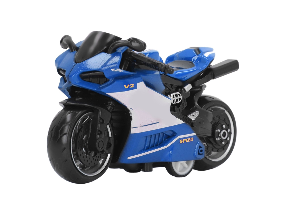 Primerox brinquedo Moto de Retorno em Liga Simulação Inovadora Modelo para Presente Coleção Azul
