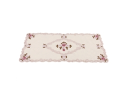 Manta de Mesa Retangular 60x120cm Bordada Floral Europeia de Poliéster
