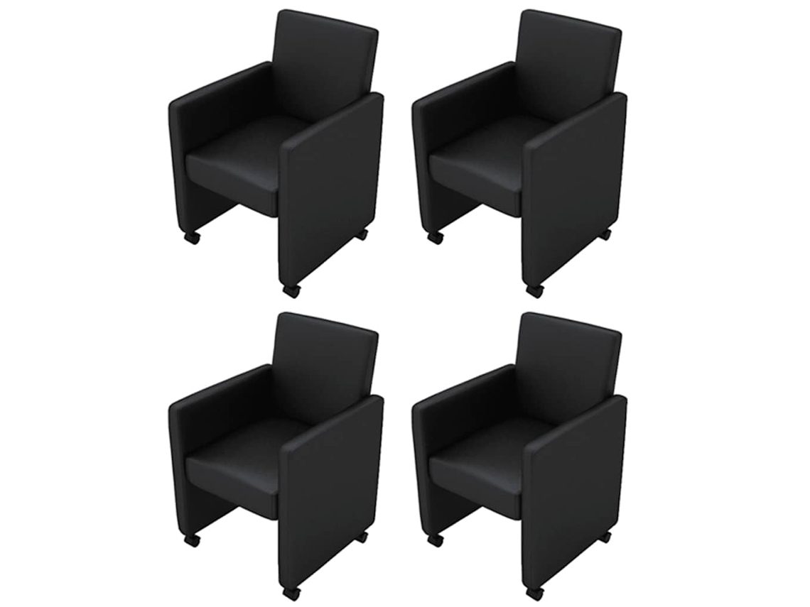Vidaxl Cadeiras De Jantar 4 Pcs Couro Artificial Preto