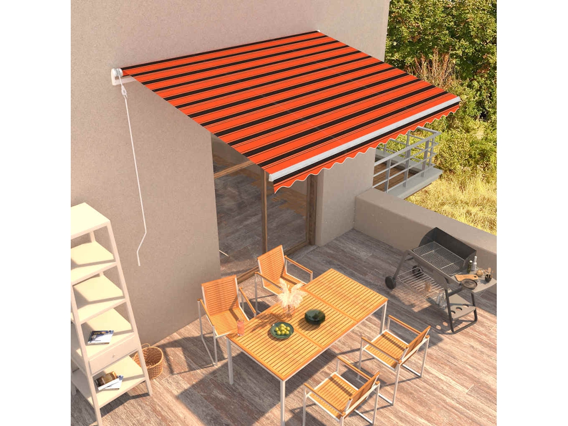 Vidaxl Toldo Retrátil Automático 400x300 Cm Laranja E Castanho