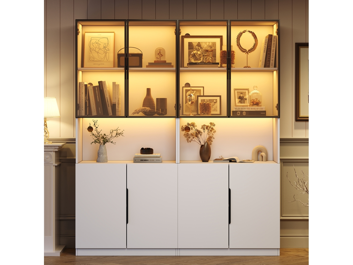Vitrine Led Branca 30x160x200cm, Vidro, Ajustável. Cs