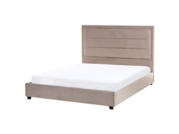 Cama Beliani Rouen De Terciopelo Beige 148x214x112