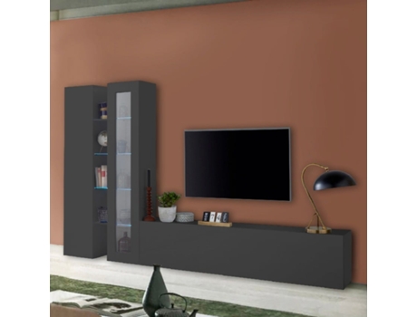 Armário Moderno Móvel Tv Sala de Estar Moderno Completo Parede Elco Rt WEB FURNITURE