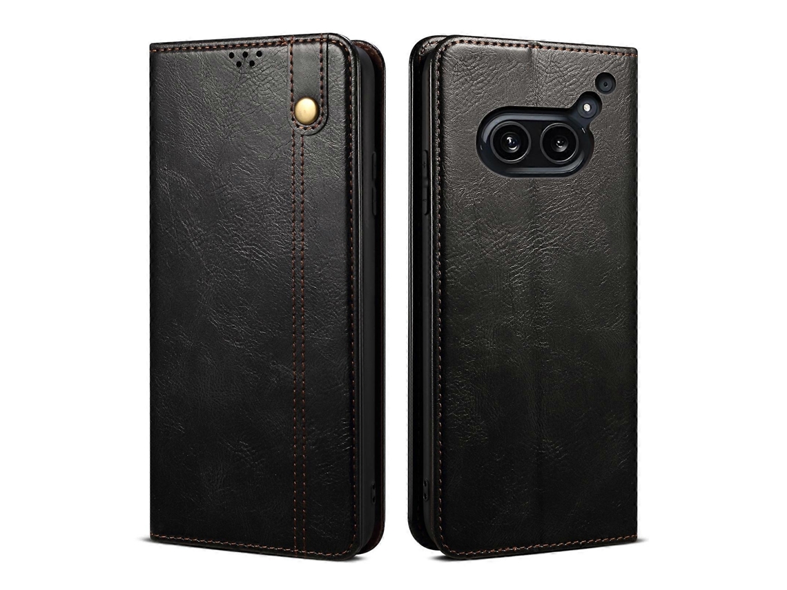 Capa Para Celular Em Couro Texturizado Com Cera De Óleo Crazy Horse Para Nothing Phone 2a