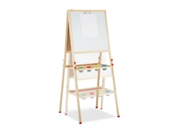 Quadro Para Crianças Relaxdays, Ajustável E Magnético, Madeira, Quadro Branco E Giz, 122-160 X 65 X 69 Cm, Natural