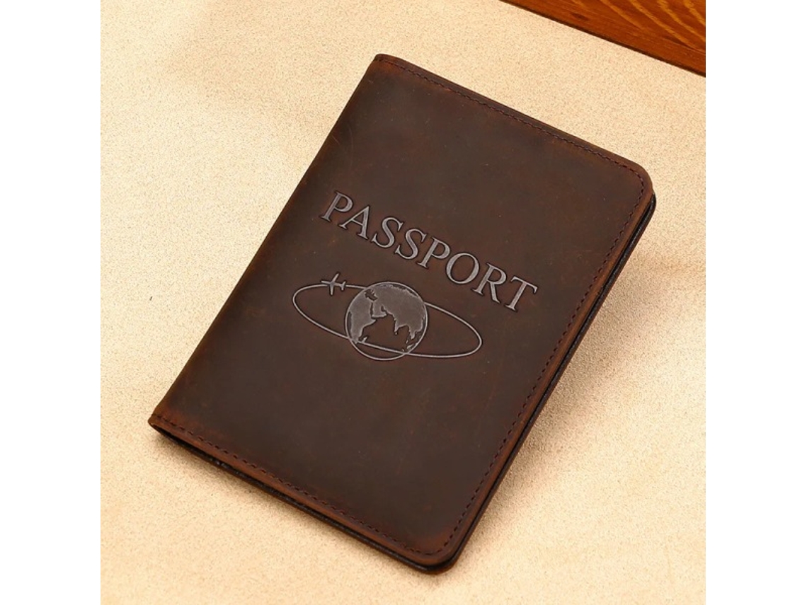 Porta-passaporte Com Bloqueio Rfid, Capa De Couro Genuíno Multifuncional Para Passaporte, Ideal Para Viagens E Emissão De Passagens Aéreas