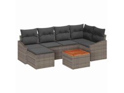 Conjunto de sofá de jardim 7 peças Cinzeto Vime Pe MAISON EXCLUSIVE