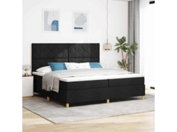 Vidaxl Cama Box Spring Led Com Cabeceira Preto 200 X 200 Cm Tecido