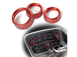 3 Peças Anel De Corte Knob Cover Do Interruptor De Rádio Ac Para Dodge Challenger/charger 15-20 Vermelho