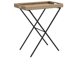 Folding Tray Table, Folding Tray Tables Vidaxl Bege Rattan / Vime (n/a)