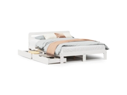 Bed Frame, Bed Frames Vidaxl Branco Madeira De Pinho (160 X 200 Cm)