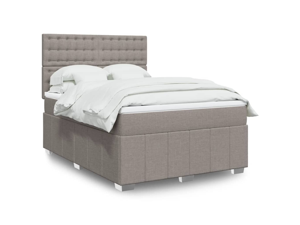 Vidaxl Cama Com Molas/colchão 160x200 Cm Tecido Castanho-acinzentado
