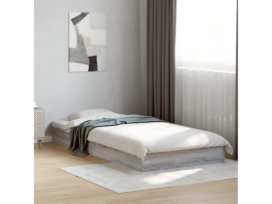 Estrutura Cama 75x190 Cm Derivados De Madeira Cinzento Sonoma