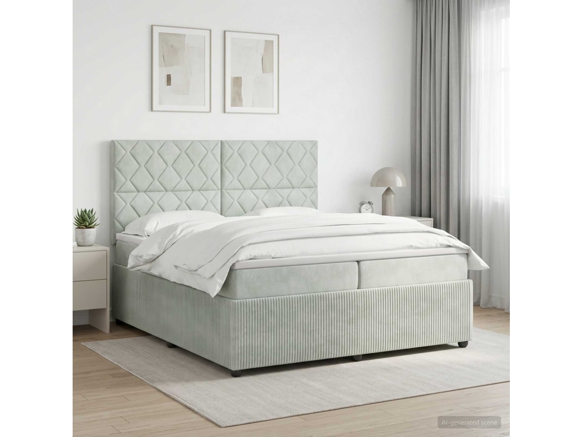 Vidaxl Cama Box Spring Com Colchão Cinzento-claro 200 X 200 Cm Veludo