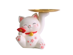 Laxiscreed Decoração Para Varanda Com Luz E Gato Da Fortuna, 22x17x18,5cm, Ideal Para Ambientes Exteriores