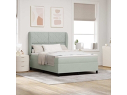 Vidaxl Cama Box Com Cabeceira Cinzento-claro 190 X 140 Cm Veludo