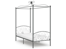 Vidaxl Estrutura De Cama Com Dossel 90x200 Cm Metal Cinzento