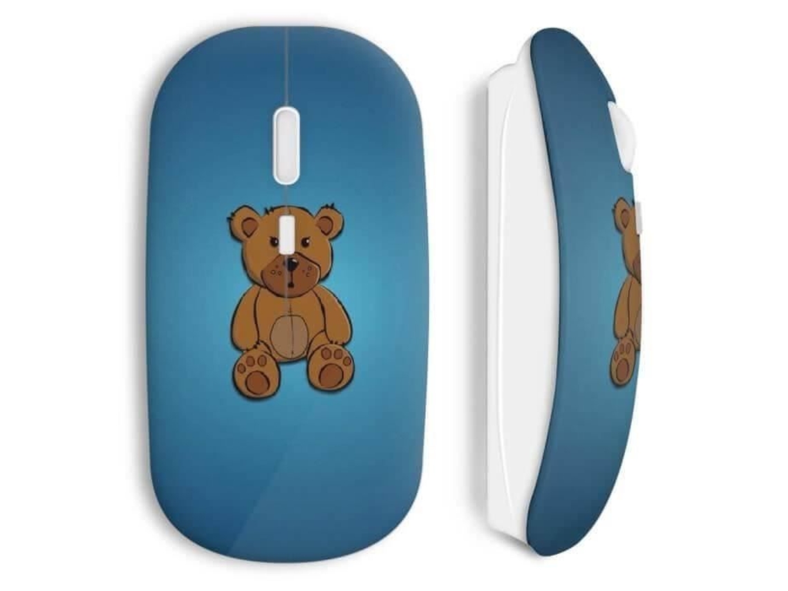 Mouse Sem Fio - Ursinho - Azul - Usb - Compatível Com Mac E Pc - Wi-fi