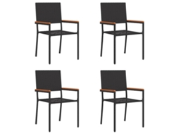 Conjunto 4 Assentos De Jardim Vidaxl Preto Vime Pe (54 X 56 X 90 Cm)