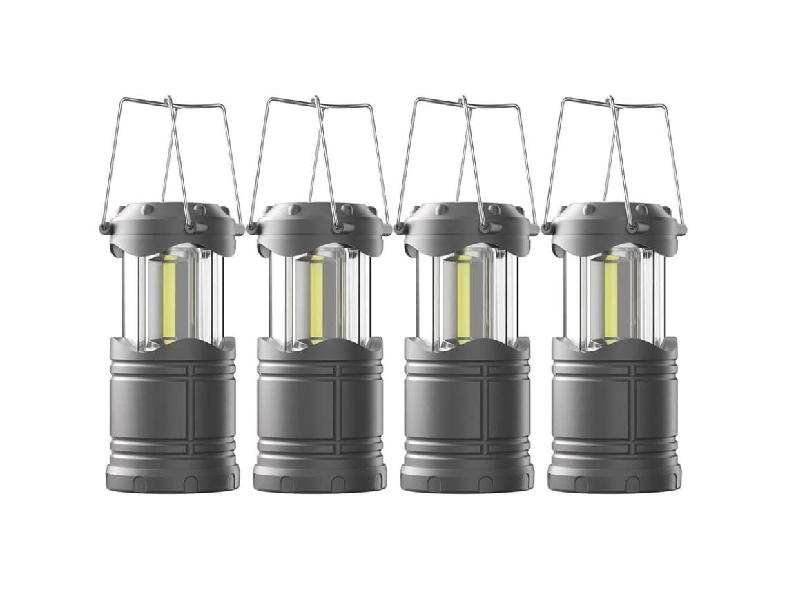 4 Lâmpadas De Camping, Luminárias Portáteis Super Brilhantes Com Pilha, Kit Emergencial Plegável, Preto
