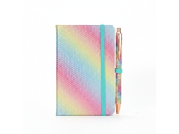 Caderno A6 Brilhante Com Caneta, Capa Em Pu E Pvc, 192 Páginas Em Papel De 80g, Agenda Encadernada, Cores Do Arco, Íris