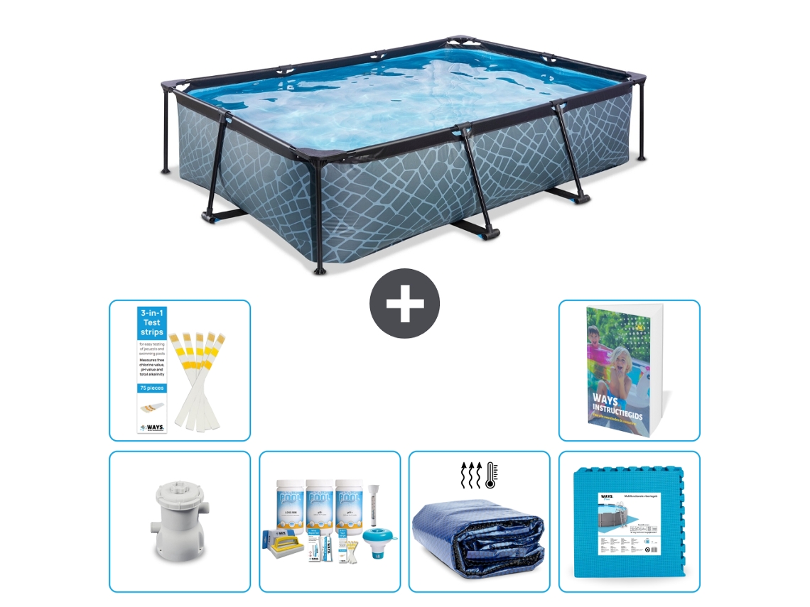 Exit-toys Piscina Exit Retangular - Efeito Pedra - 300x200x65 Cm - 7-peças S188