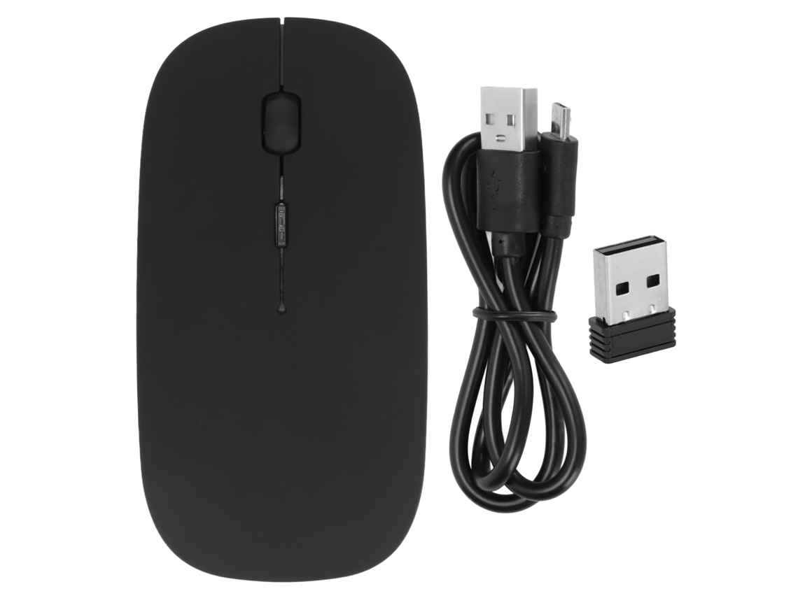 Ratón inalámbrico 2.4 GHz con Bluetooth 5.0, clic silencioso, sensor óptico, ergonómico, para juegos y uso informático, negro | S/MARCA