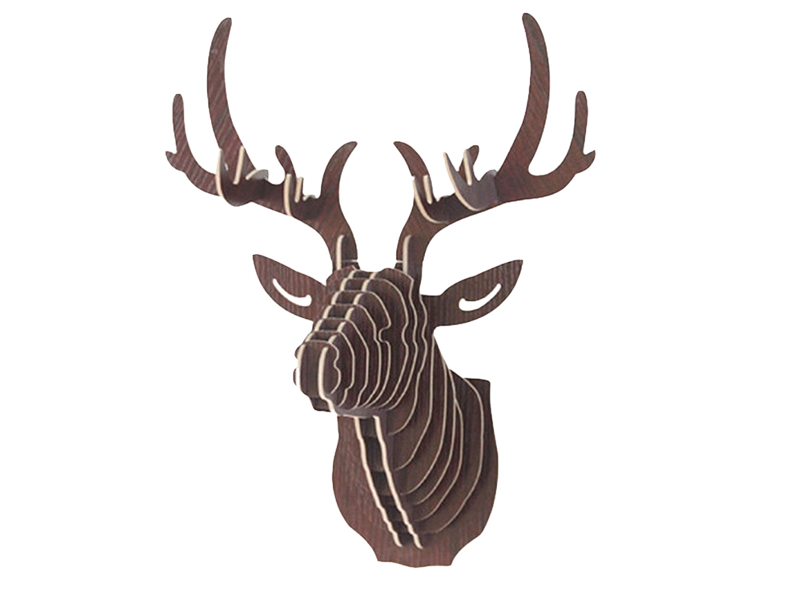 Decor de Parede com Cervo em Madeira 3d LAXISCREED