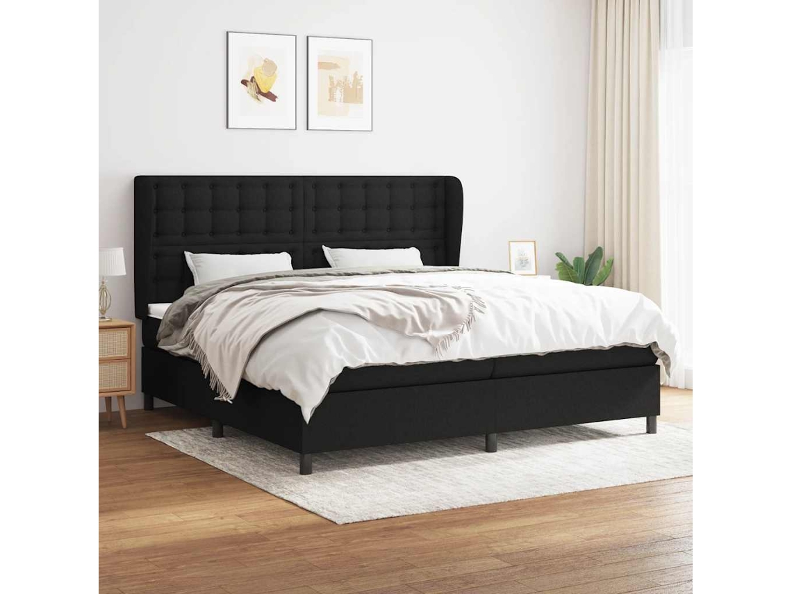 Vidaxl Cama Com Molas/colchão 200x200 Cm Tecido Preto