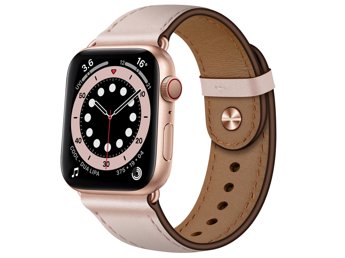 Bracelete para Apple Watch 38/40/41mm Couro Genuíno Rosa XIAOMOYU