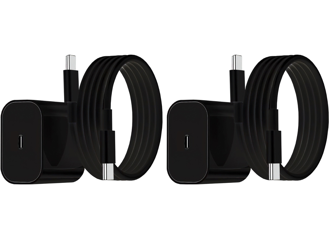 Kit Com 2 Carregadores Rápidos 25 W Usb-c, Com Cabo, Pretos, Compatível Com Samsung