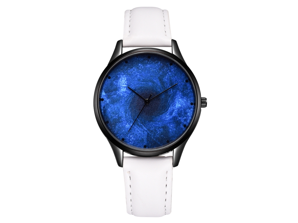 Reloj De Pulsera Unisex Simple De Moda Casual Con Dial De Aleación Pu Y Diseño Cartoon (blanco)
