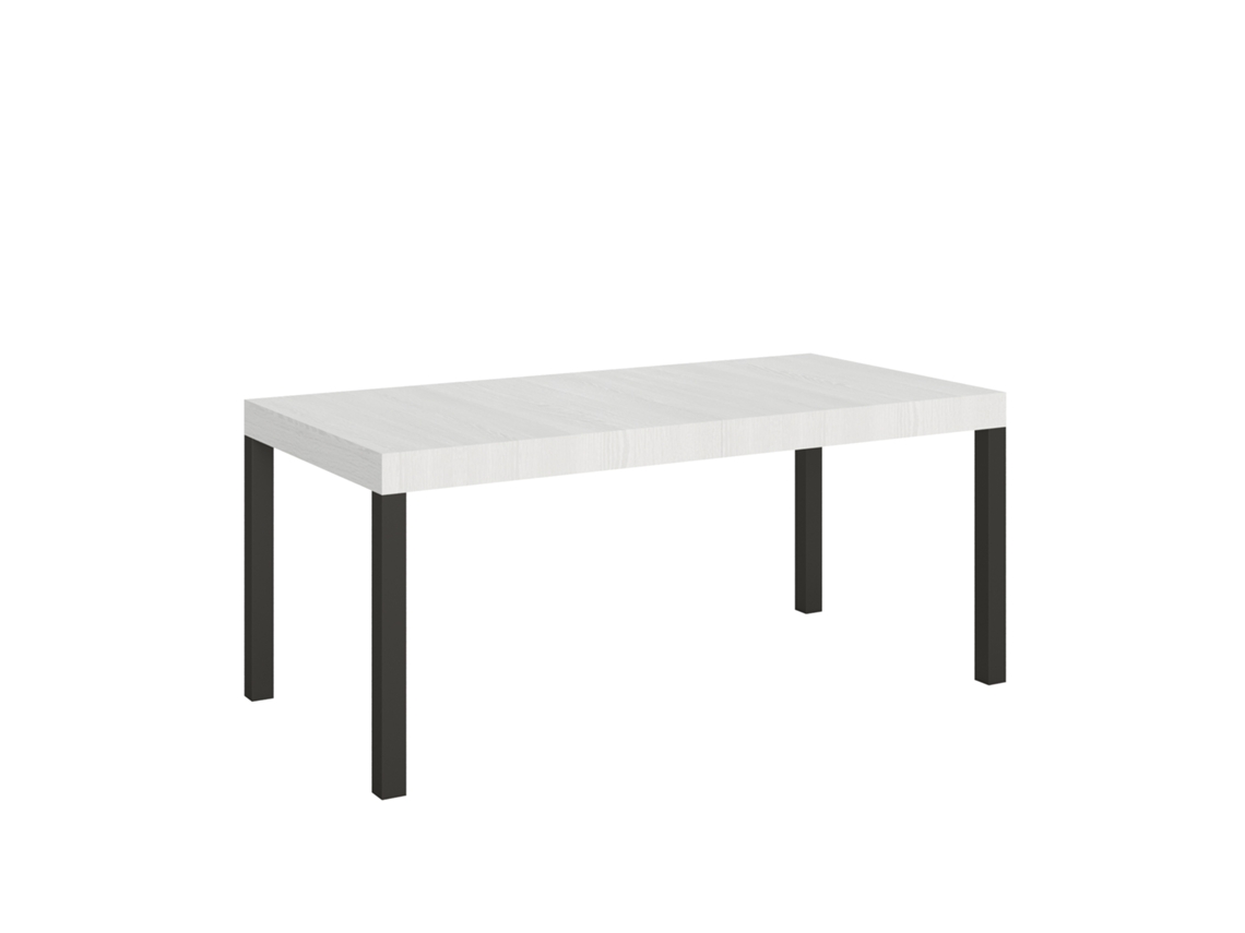 Mesa Extensível Para Uso Diário 200/304x90 Cm, Pernas Em Madeira De Freixo Branco E Antracite Itamoby