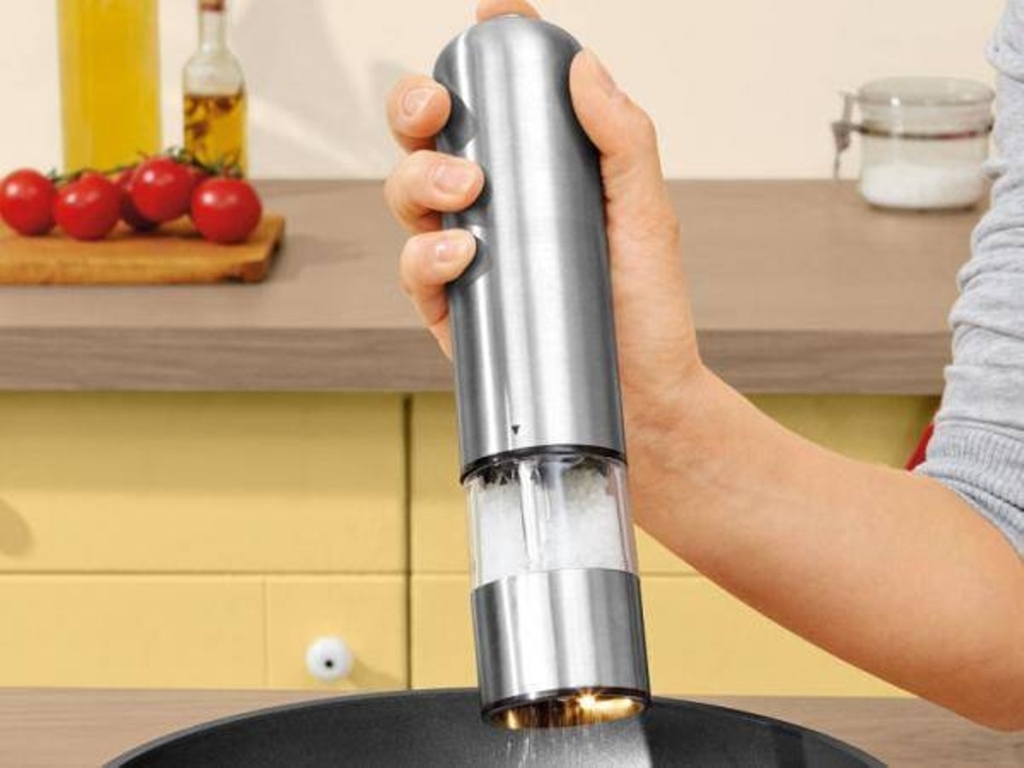 Moedor De Especiarias Elétrico Com Qualidade E Estilo Na Cor Prata