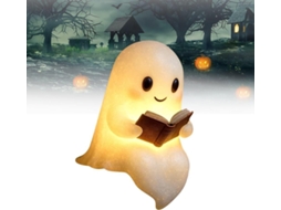Luminária Noturna Led Ajustável Em Formato De Fantasma Lendo Um Livro,