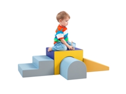 Conjunto de 4 Blocos Macios para Escalada e Deslizamento, Capa de Couro Sintético, para Crianças de 1 a 3 Anos, Multicolorido Ge