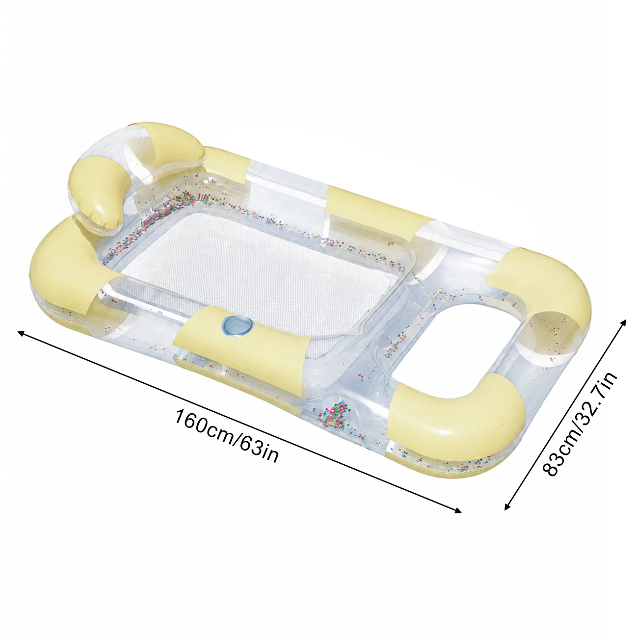 (amarelo) 1 Colchão Inflável Para Piscina, Espreguiçadeira De Tela, Jangada, Boia, Rede