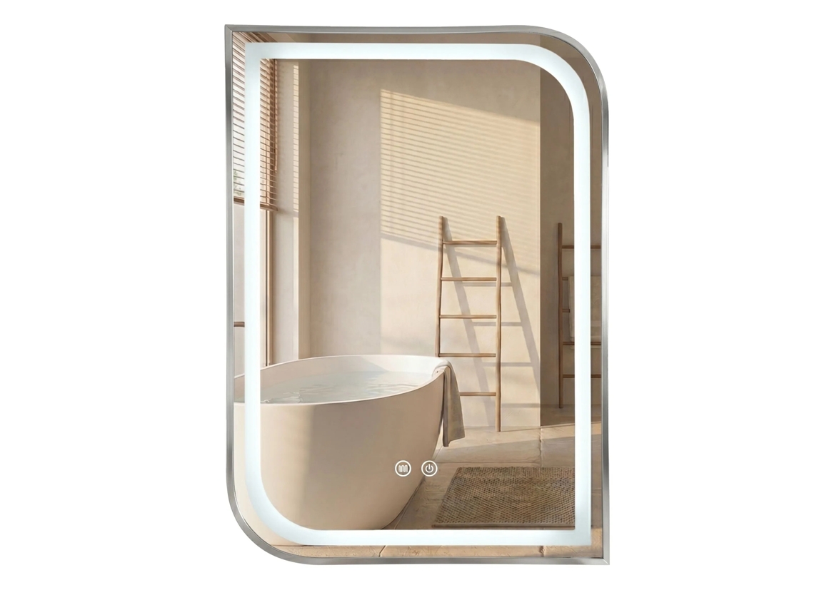 Espelho de Parede REA Zone Brush Nickel 80x60 Led
