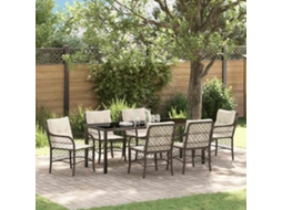 Vidaxl Conjunto De Jantar Para Jardim 7 Unid. Castanho Vime Pe