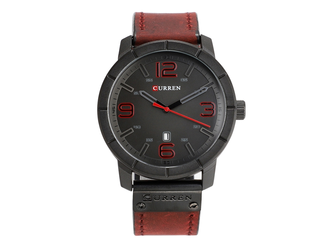 Relógio Masculino de Quartzo com Pulseira de Couro Pu 3atm Resistente À Água Calendário