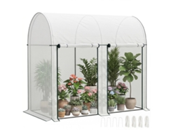 Estufa Pequena Estufa De Exterior Com Porta Dupla Com Fecho De Correr E Cobertura De Pe Para Cultivar Plantas Flores 200x100x178 Cm Branco
