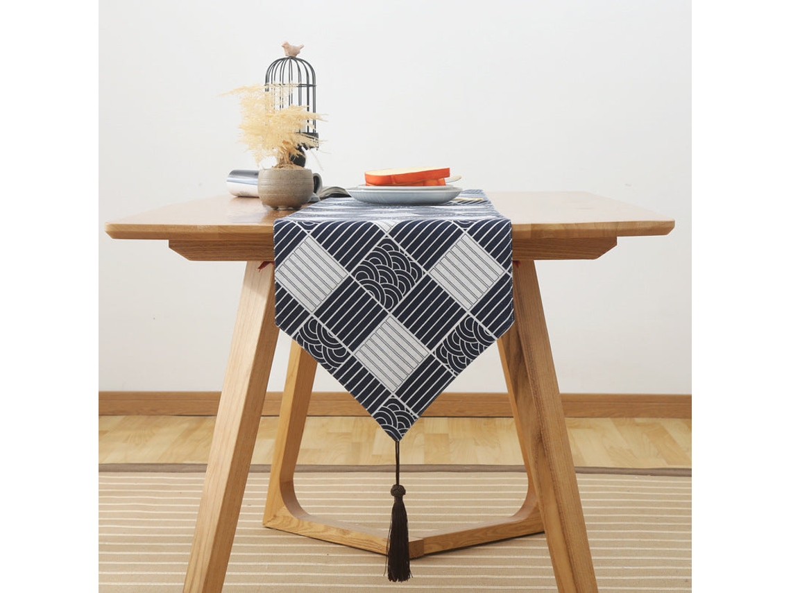 Toalha De Mesa Japonesa De Algodão E Linho, Tema Xadrez, Toalha De Mesa Retrô Japonesa, Jogo Americano, Jogo Americano, Corredor De Mesa Xadrez