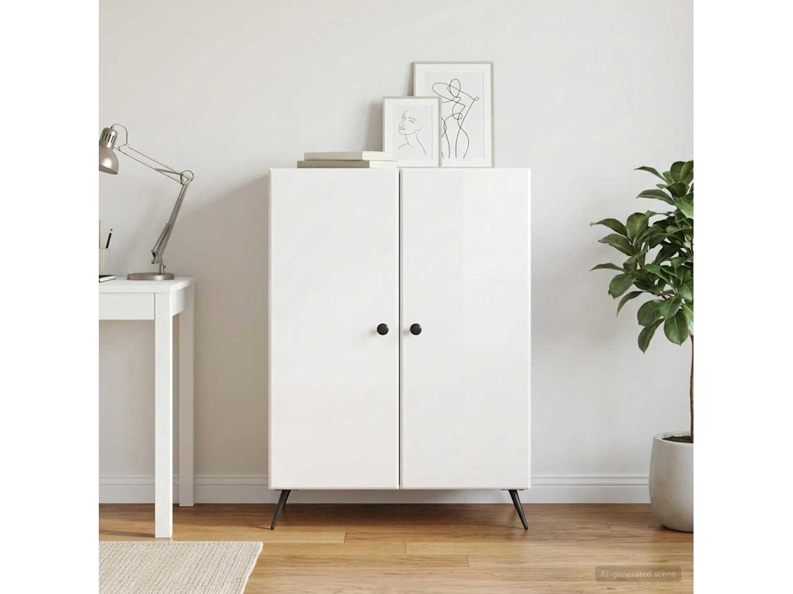 Vidaxl Buffet Branco Brilhante 66 X 34,5 X 90 Cm Derivados De Madeira