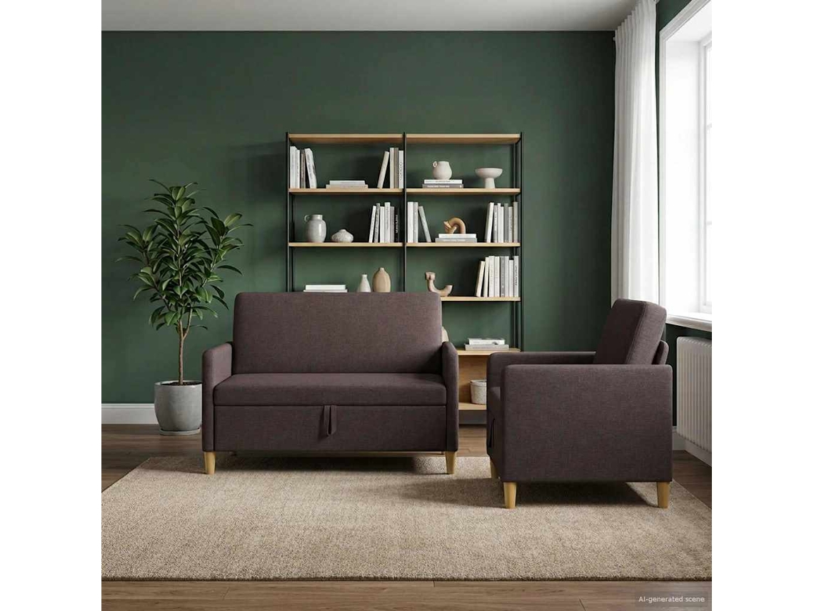 Vidaxl Conjunto De Sofá Com Armazenamento 2 Pcs Marrom Escuro