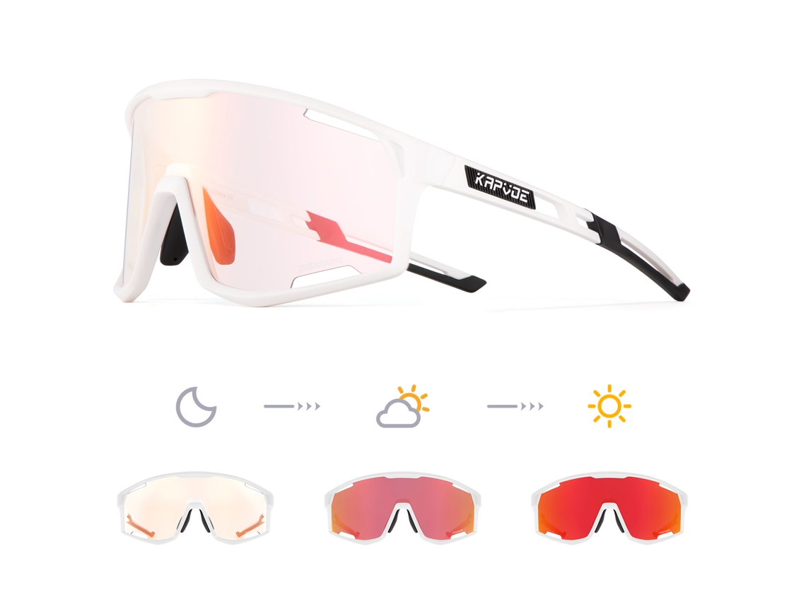 Óculos de Ciclismo MDUG fotocromáticos unissex com lentes de polipropileno translúcidas e proteção UV400