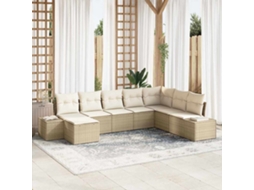 Vidaxl Conjunto De Sofá De Jardim 8 Unid. Bege E Creme Vime Pe